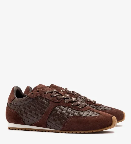 Stella Macrame Sneaker In Brown Leather and Suede